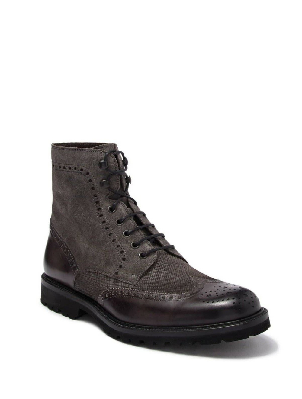 Magnanni Enzo II For Saks Fifth Avenue Leather Wingtip Boot Dark Grey RETAIL$595